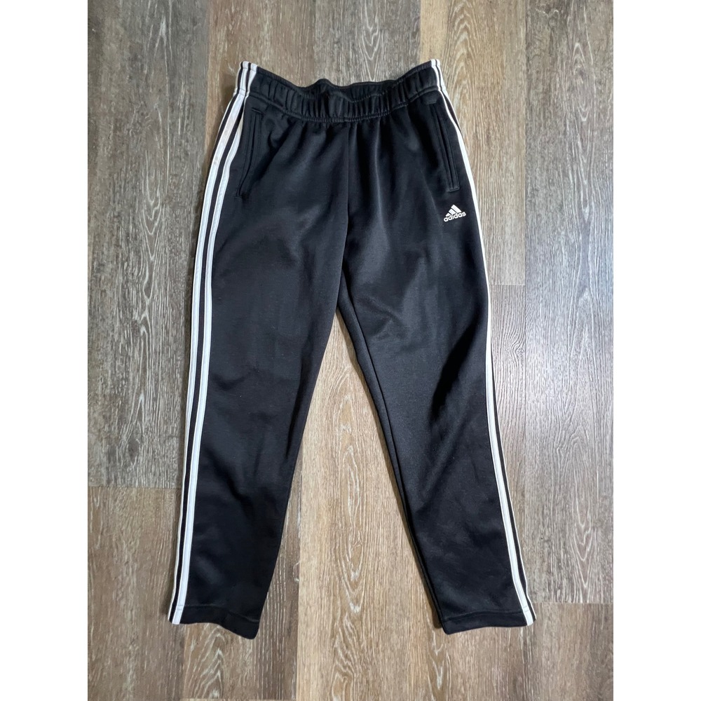 Adidas Track Pants Youth Large‎ Black White Snap Button Side 3-Stripe CZ2163